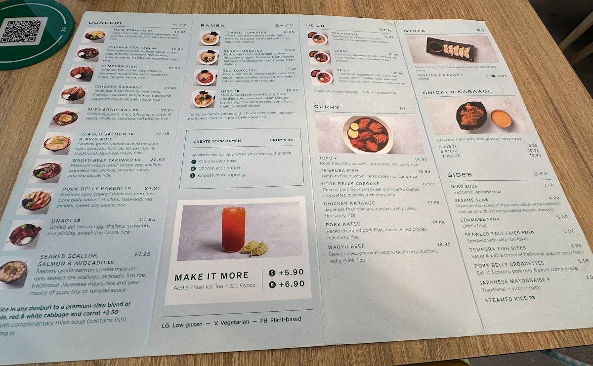 Menu, Motto Motto Japanese Kitchen - South Bank