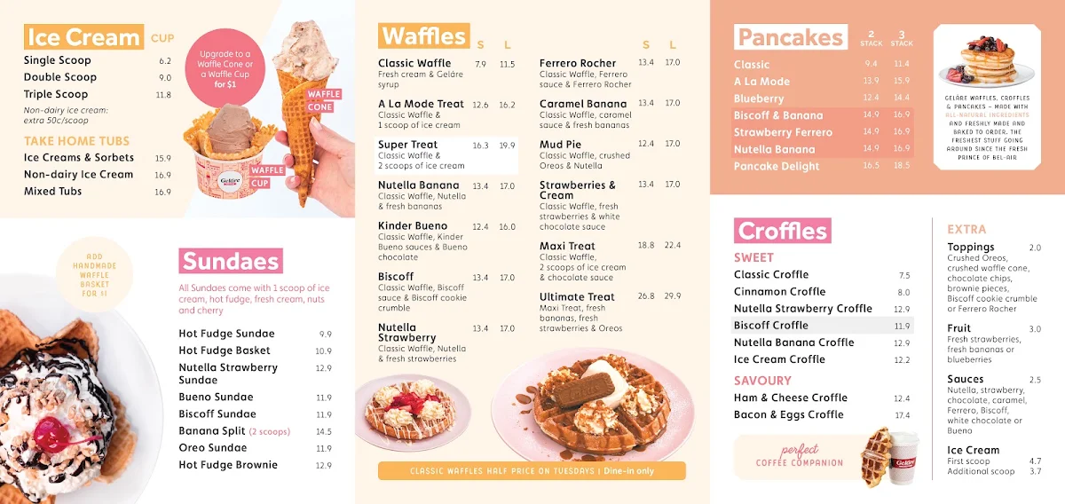 Menu, Geláre Watertown