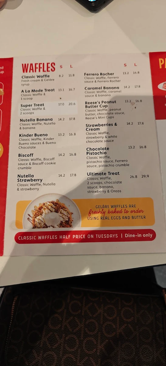 Menu, Geláre Watertown