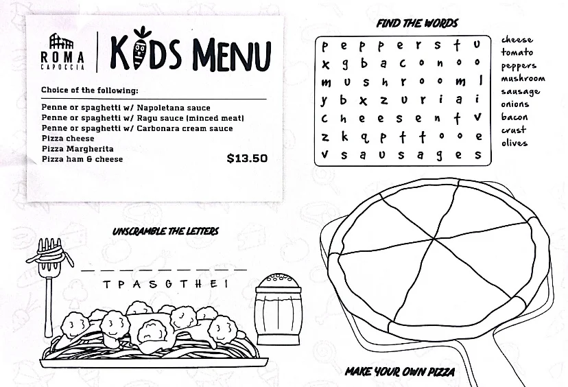 Menu, Roma Capoccia