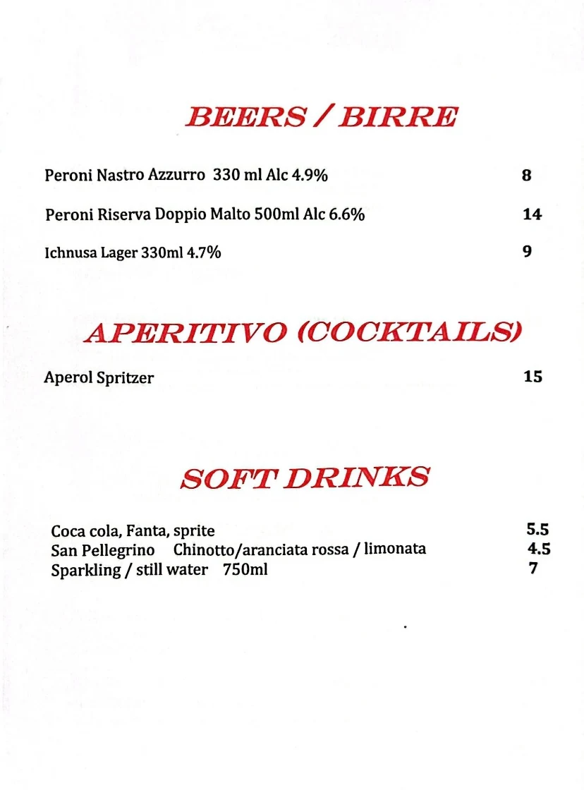 Menu, Roma Capoccia