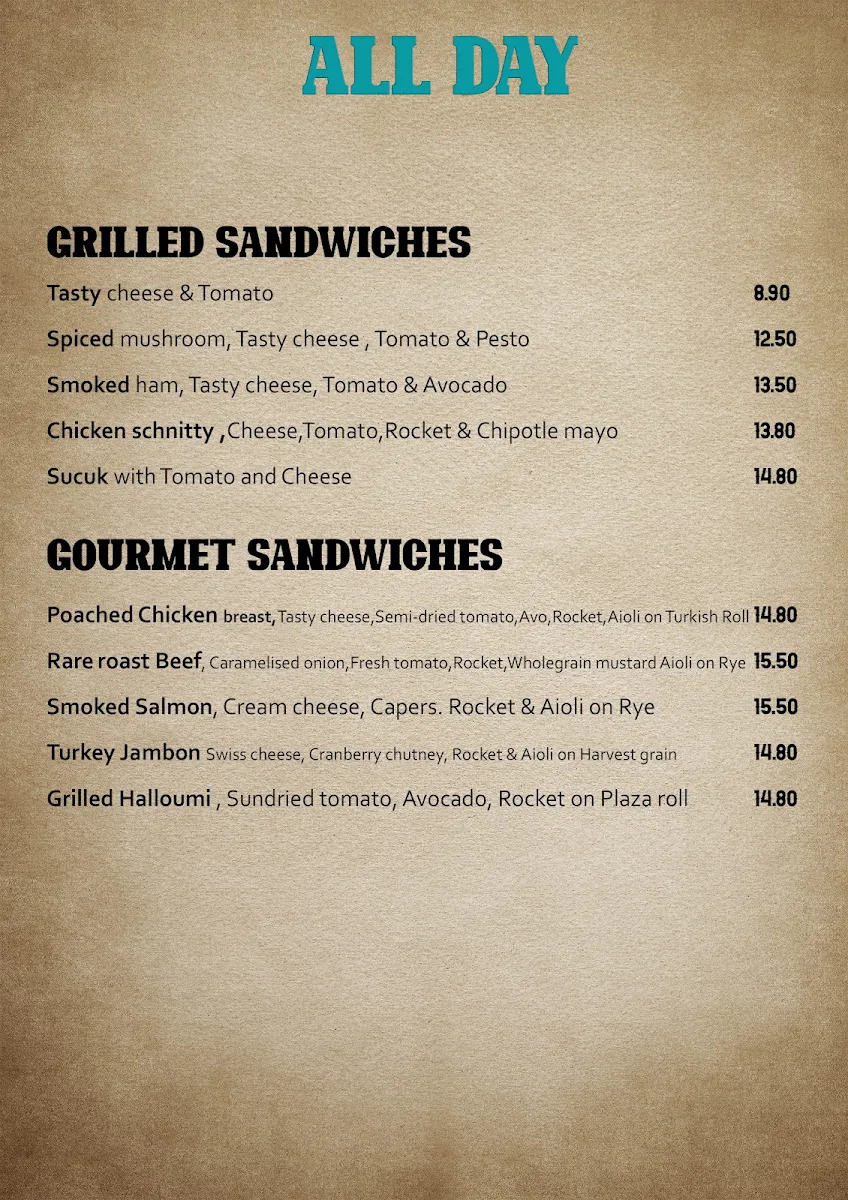 Menu, La Taza Cafe