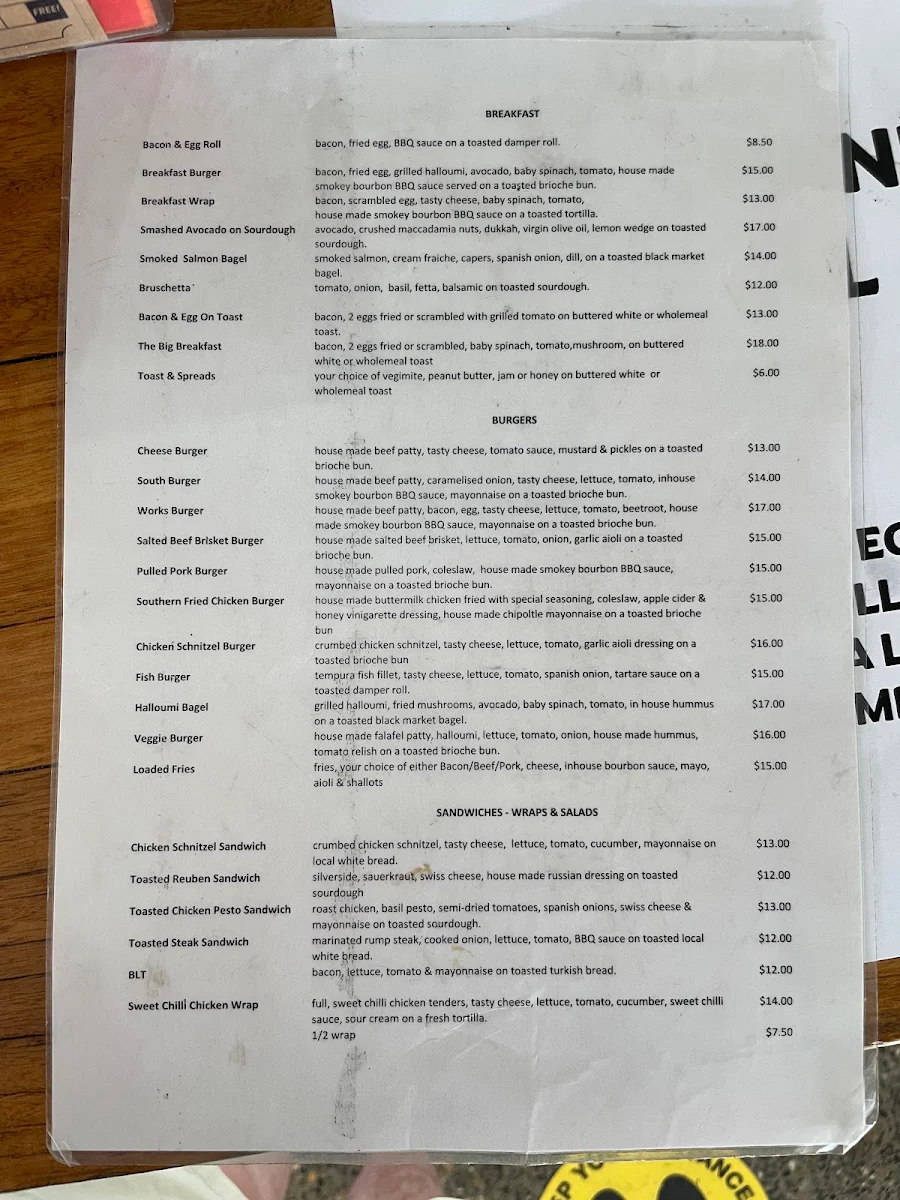 Menu, South Kempsey Corner Store