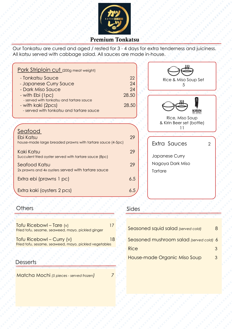 Menu, Katsuretsu Co