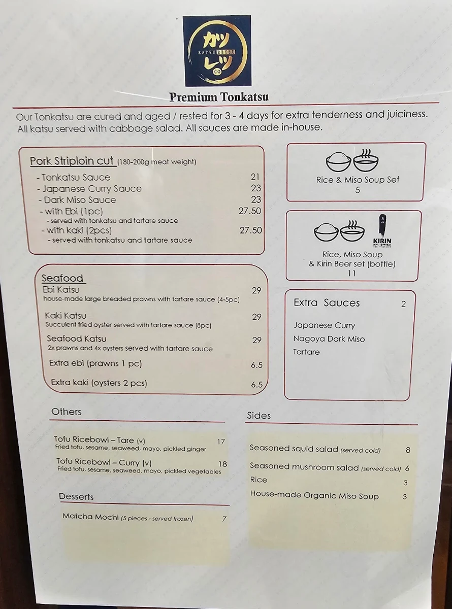 Menu, Katsuretsu Co