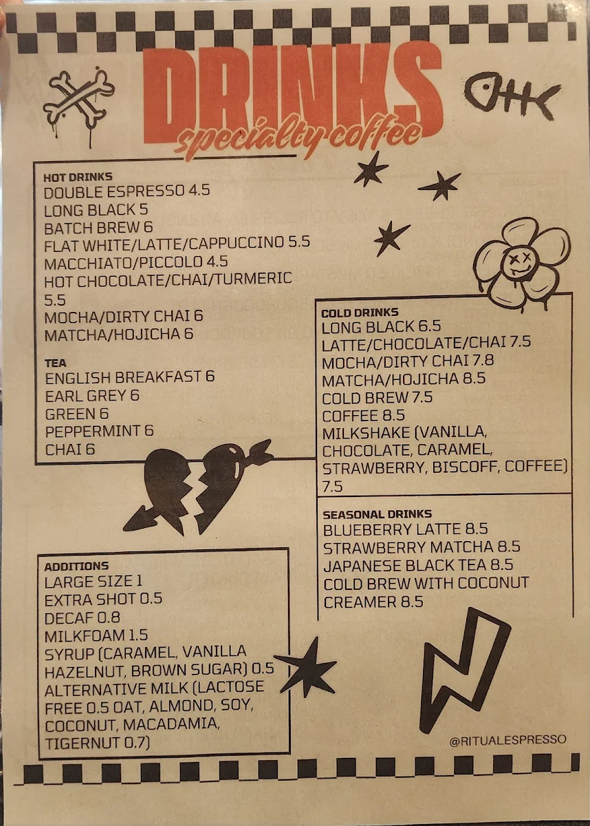 Menu, Ritual Espresso Bar
