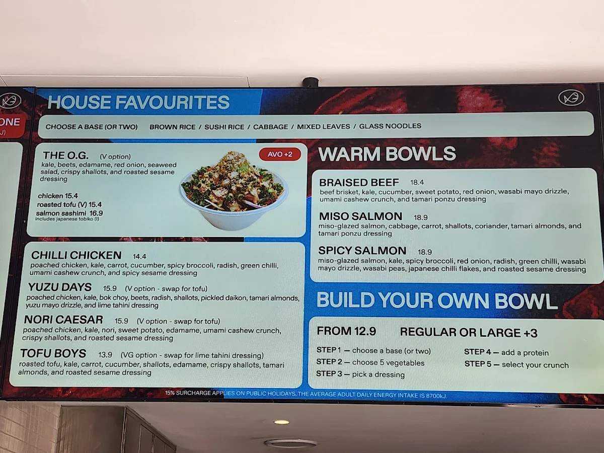 Menu, FISHBOWL - Nobby Beach