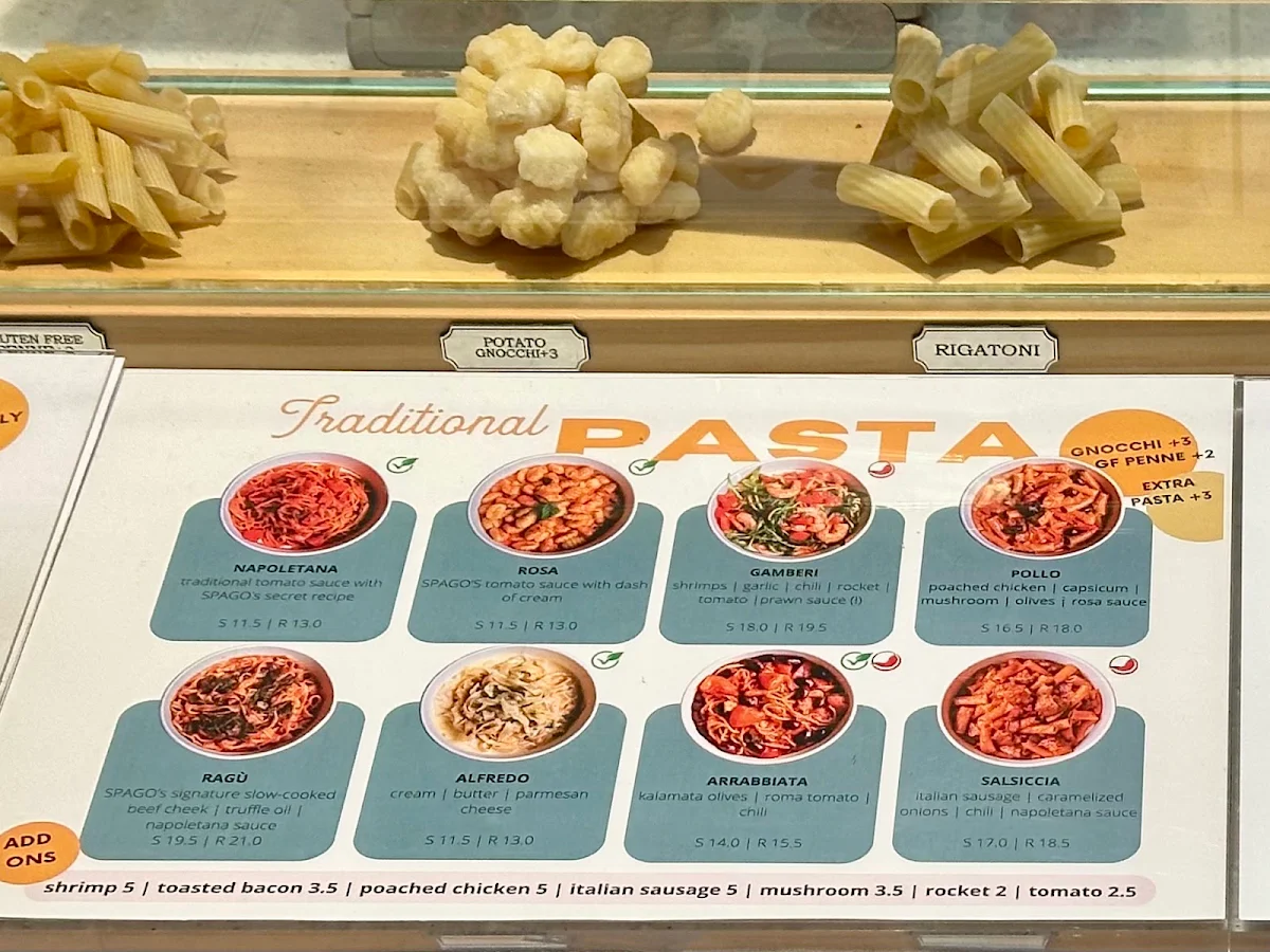 Menu, Spago The Galeries