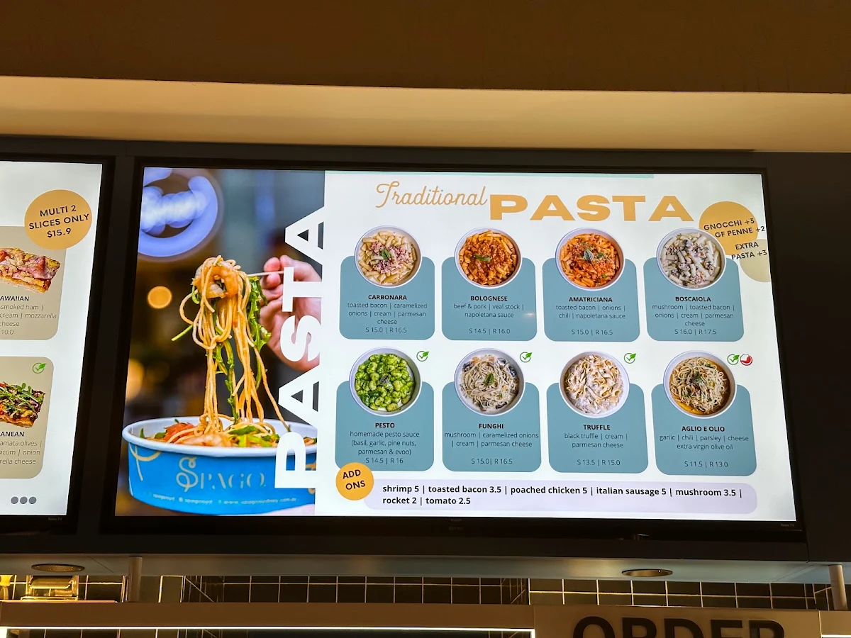 Menu, Spago The Galeries