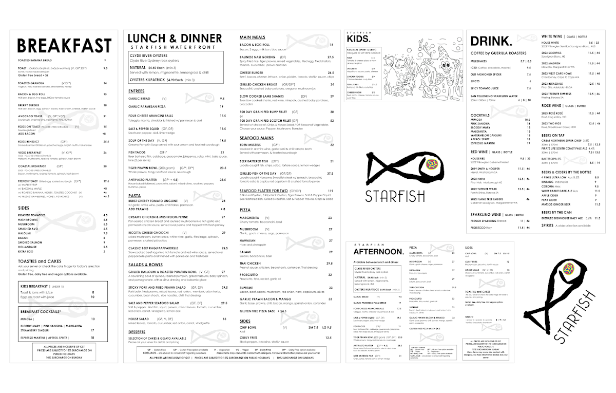 Menu, Starfish