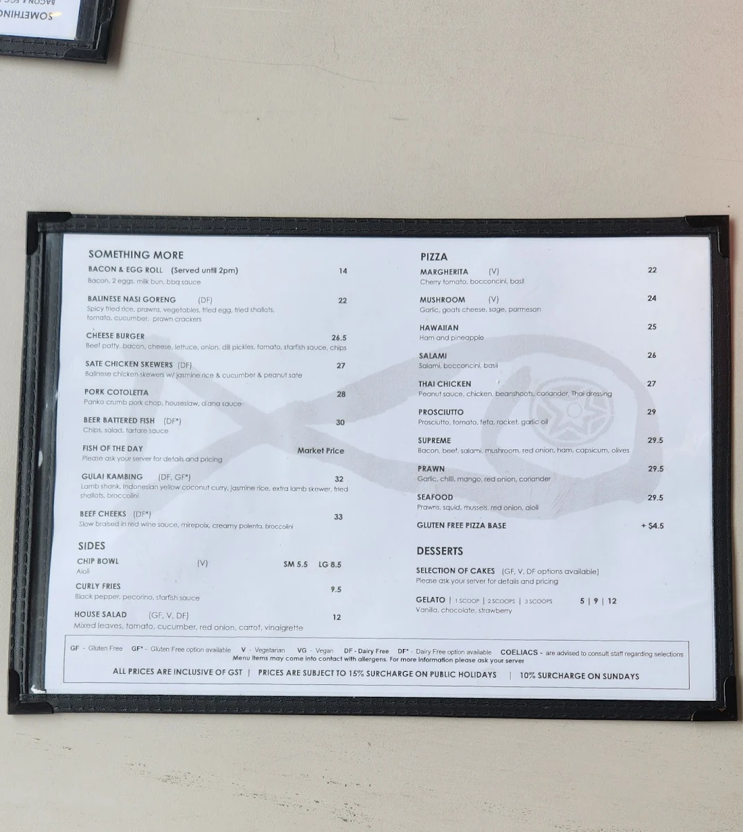 Menu, Starfish