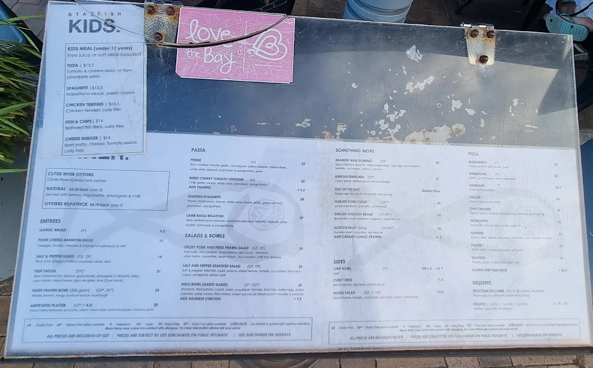 Menu, Starfish