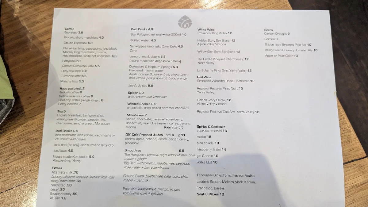 Menu, Kofi Beans