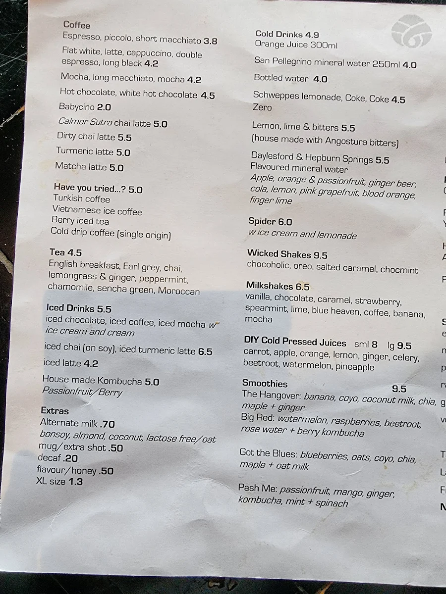 Menu, Kofi Beans