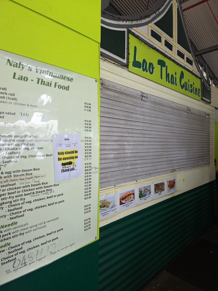 Menu, Naly's Vietnamese Thai Lao Food