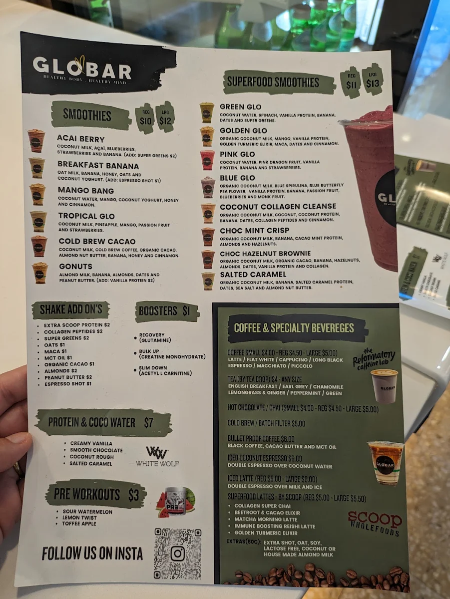 Menu, Glo Health Bar