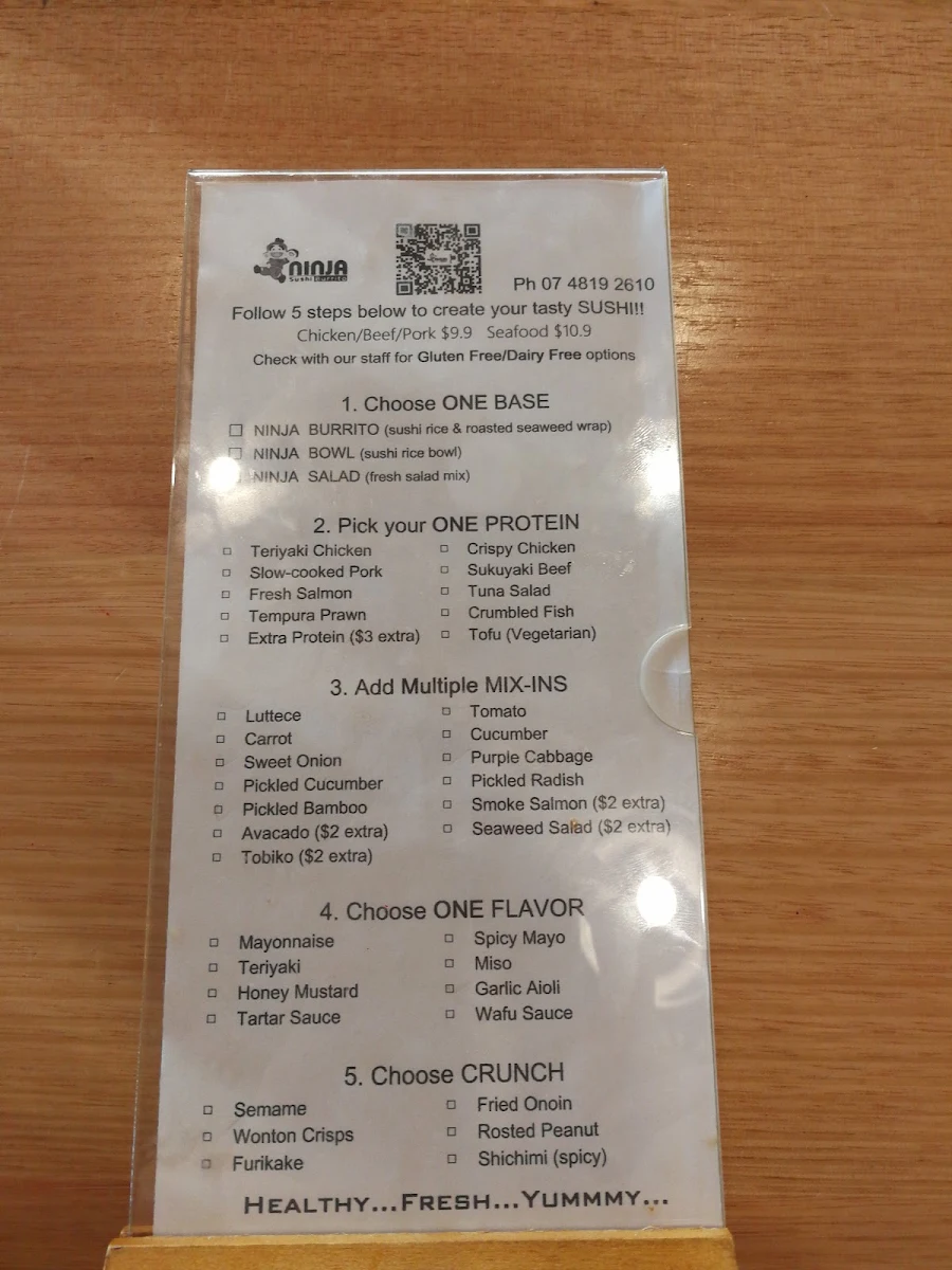 Menu, Ninja Sushi Burrito - Allenstown