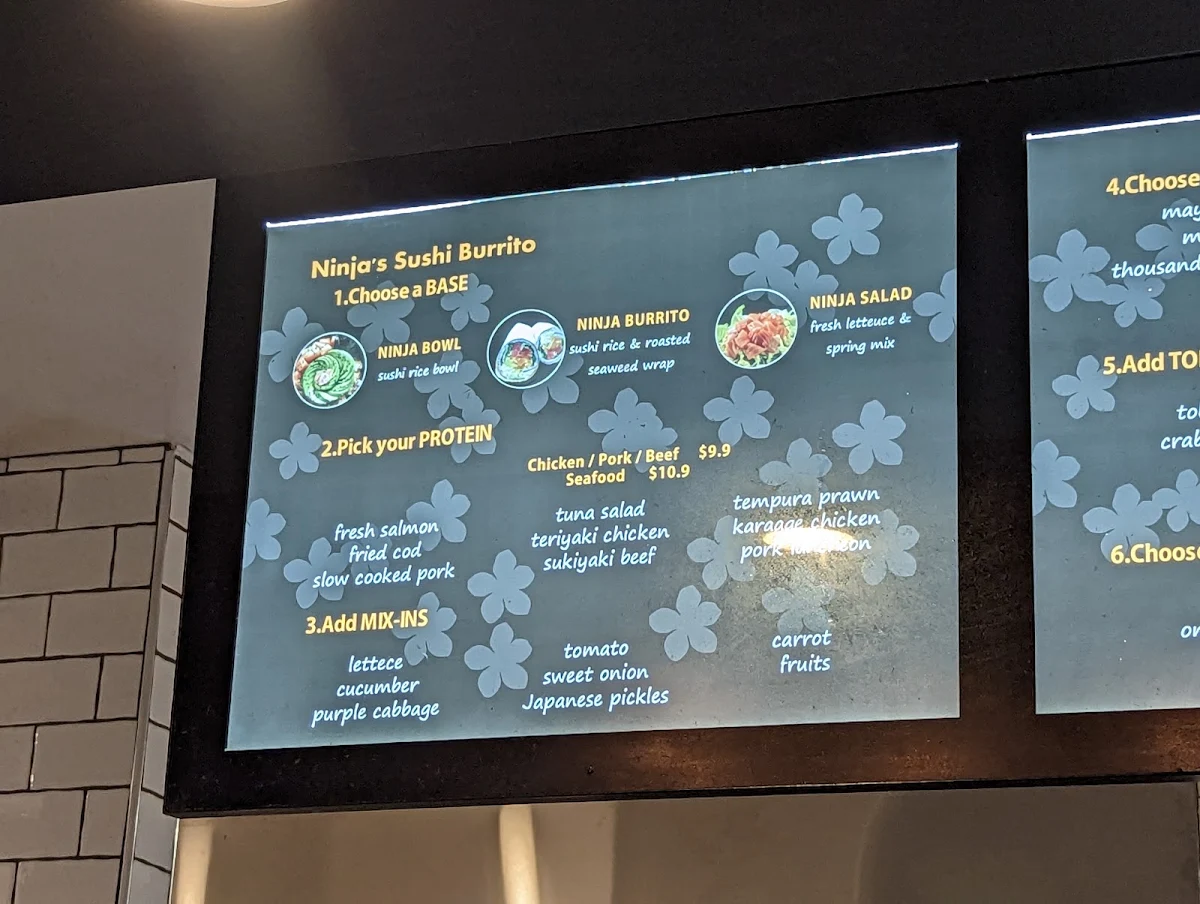 Menu, Ninja Sushi Burrito - Allenstown