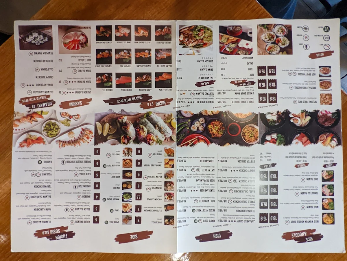 Menu, Ninja Sushi Burrito - Allenstown