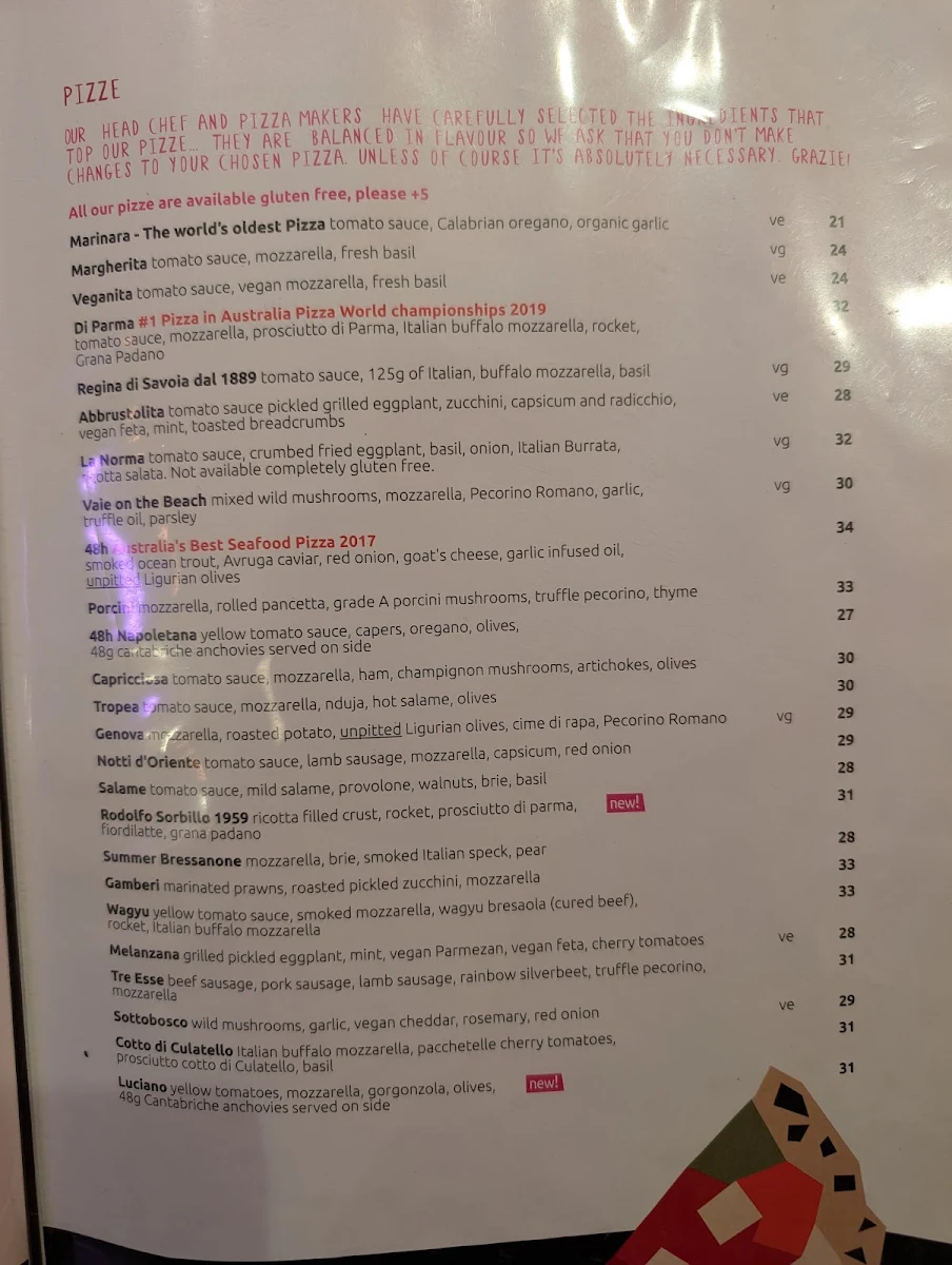 Menu, 🍕48h Pizza e Gnocchi Bar - Italian Restaurant in South Yarra