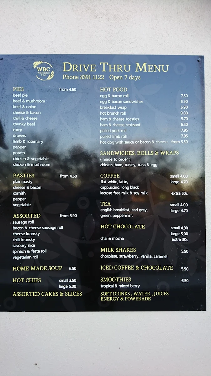 Menu, The Wistow Bakery & Cafe