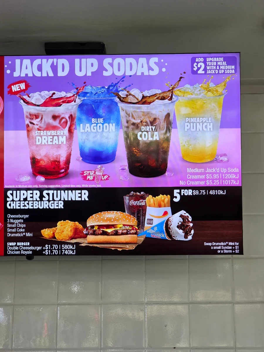 Menu, Hungry Jack's Burgers Dural