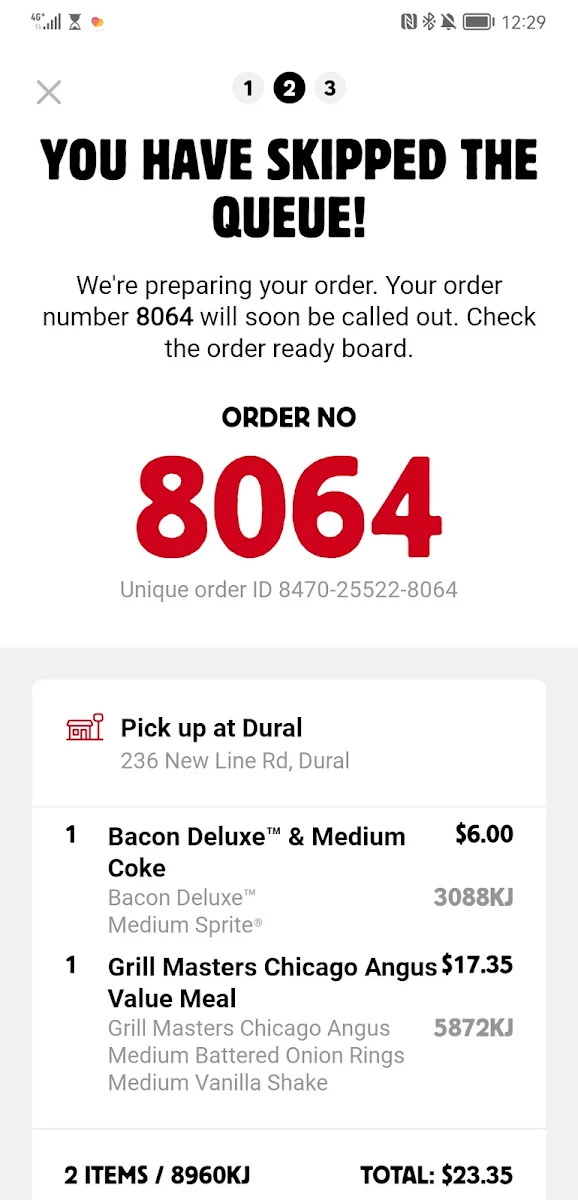 Menu, Hungry Jack's Burgers Dural