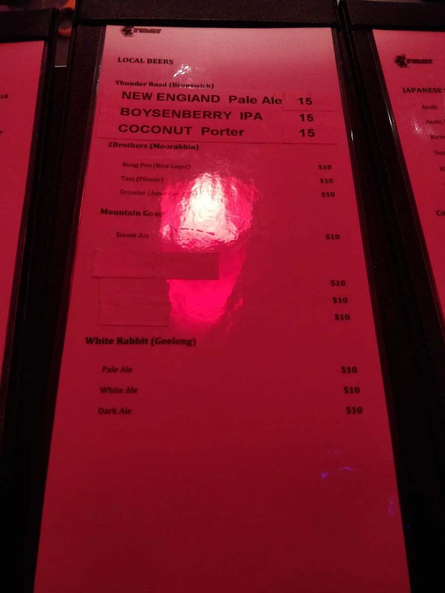 Menu, Robot Bar