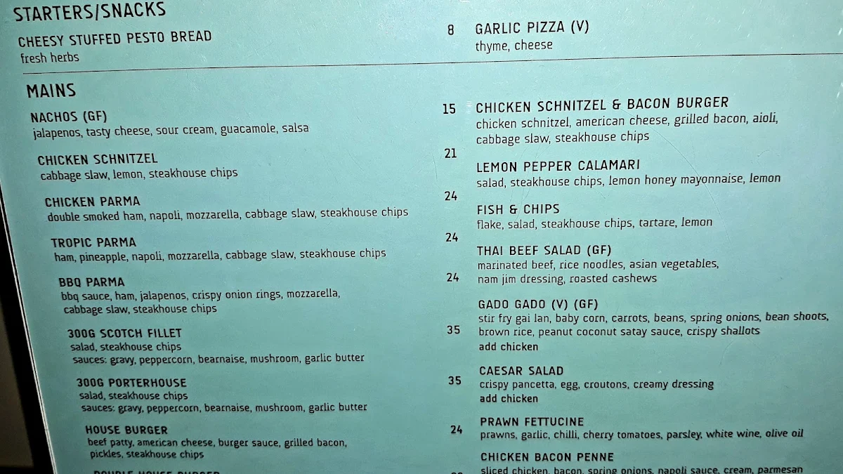 Menu, The Dingley Hotel