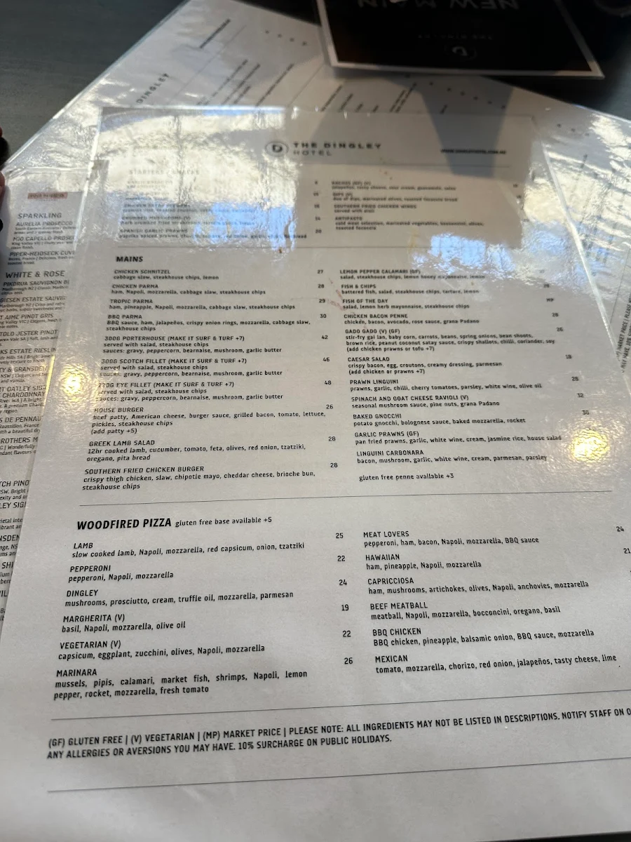 Menu, The Dingley Hotel