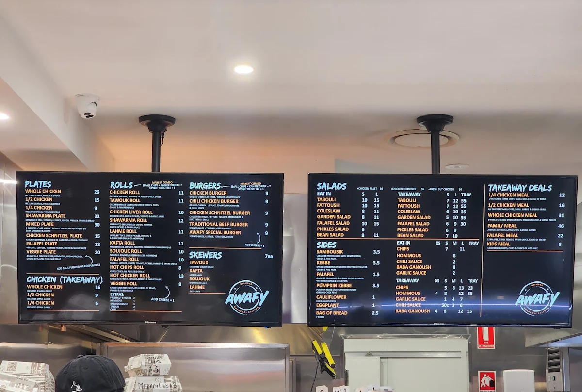 Menu, Belmore Awafy
