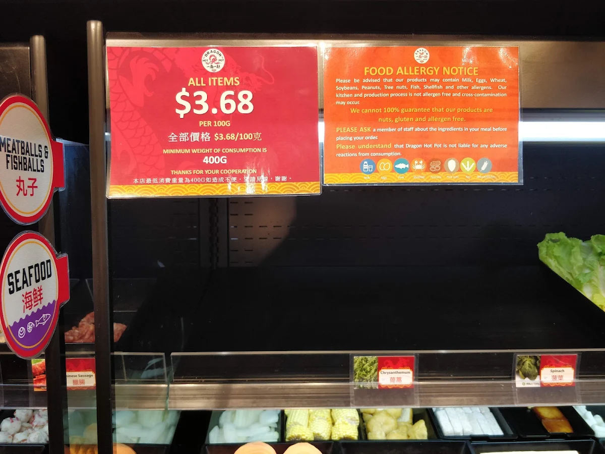 Menu, Dragon Hot Pot Caulfield East