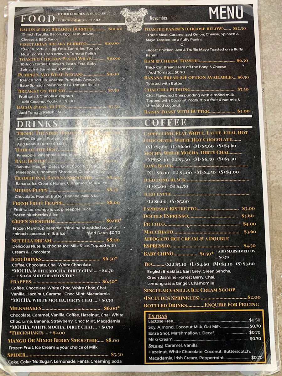 Menu, Fat Dogz Cafe - Hammett Street
