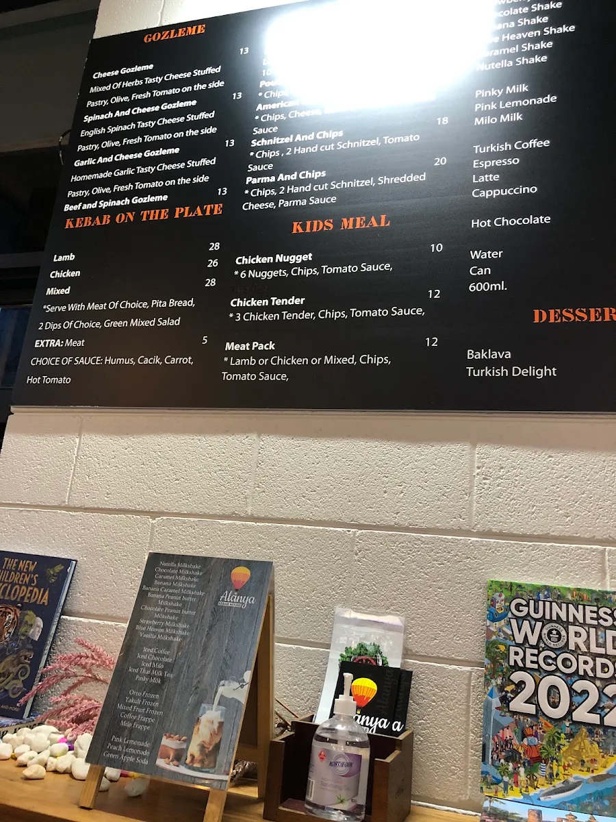 Menu, Alanya Kebab House