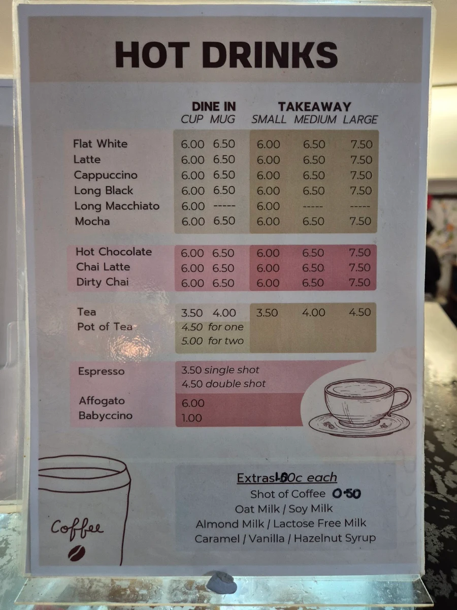 Menu, Fascine Café 6701