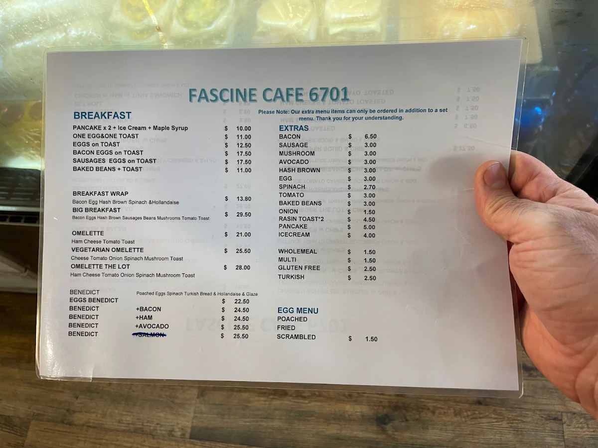 Menu, Fascine Café 6701