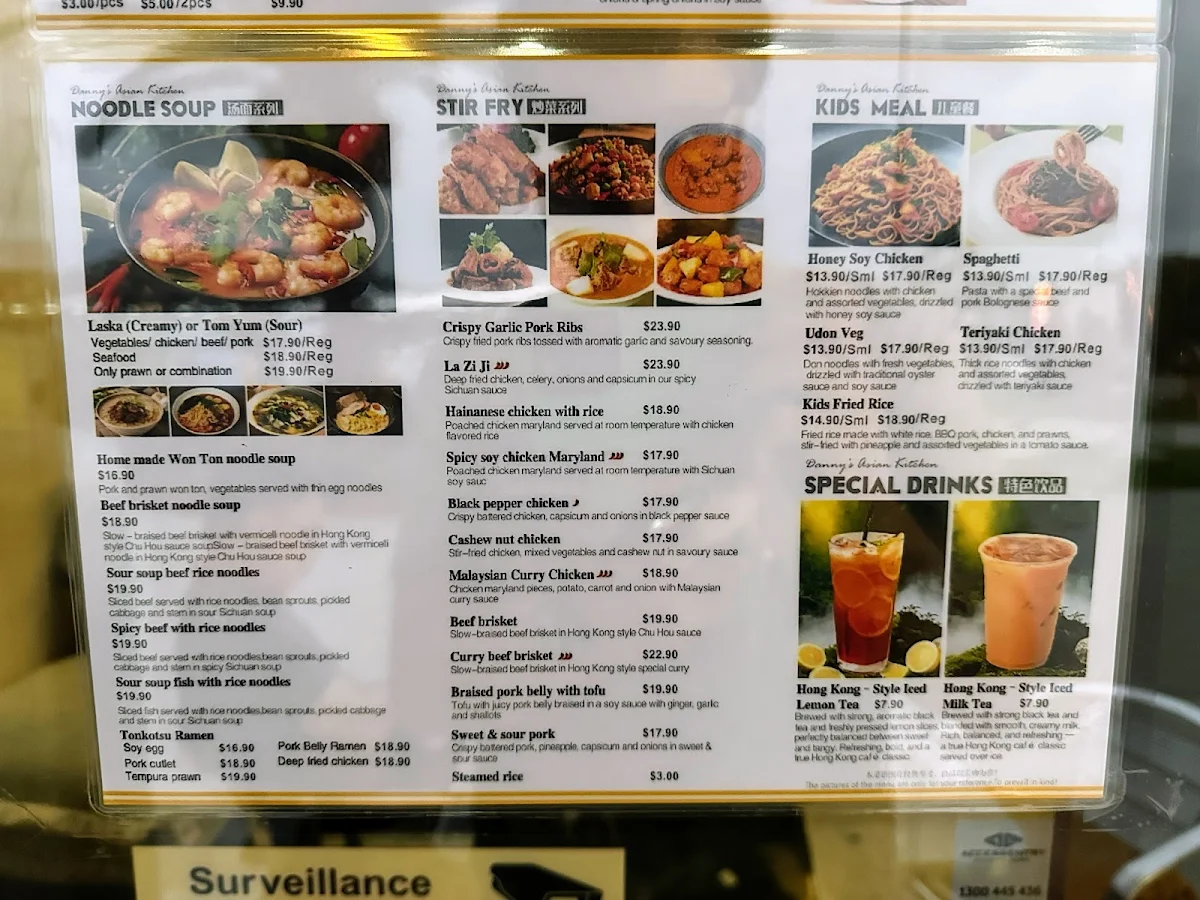 Menu, Danny’s Asian Kitchen