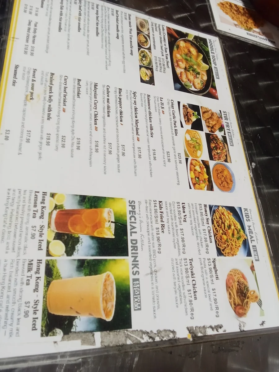 Menu, Danny’s Asian Kitchen