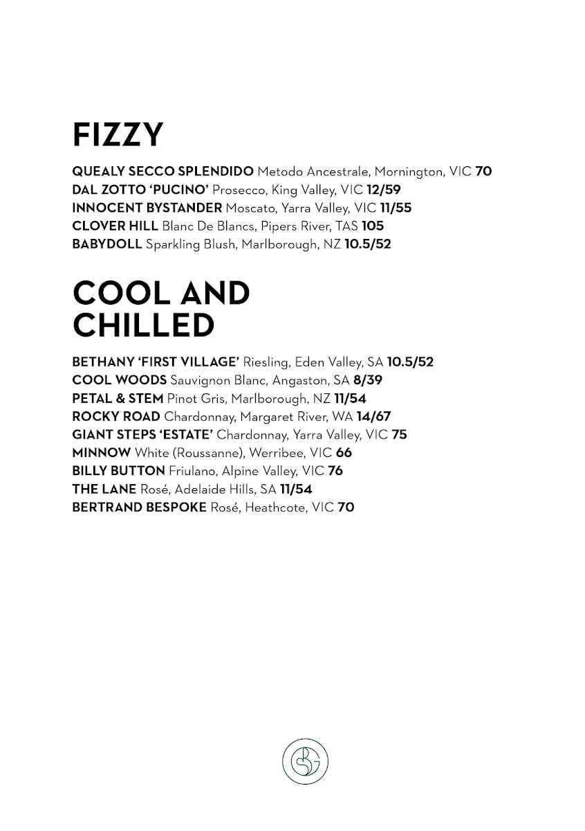 Menu, Bourke Street Green