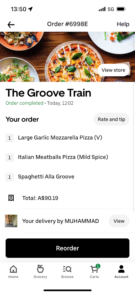 Menu, The Groove Train Epping