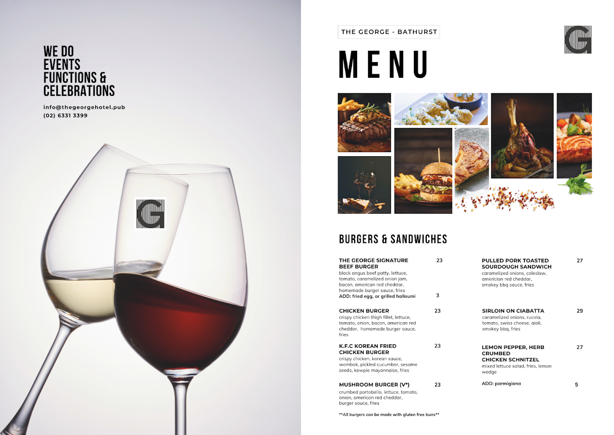 Menu, The George Hotel