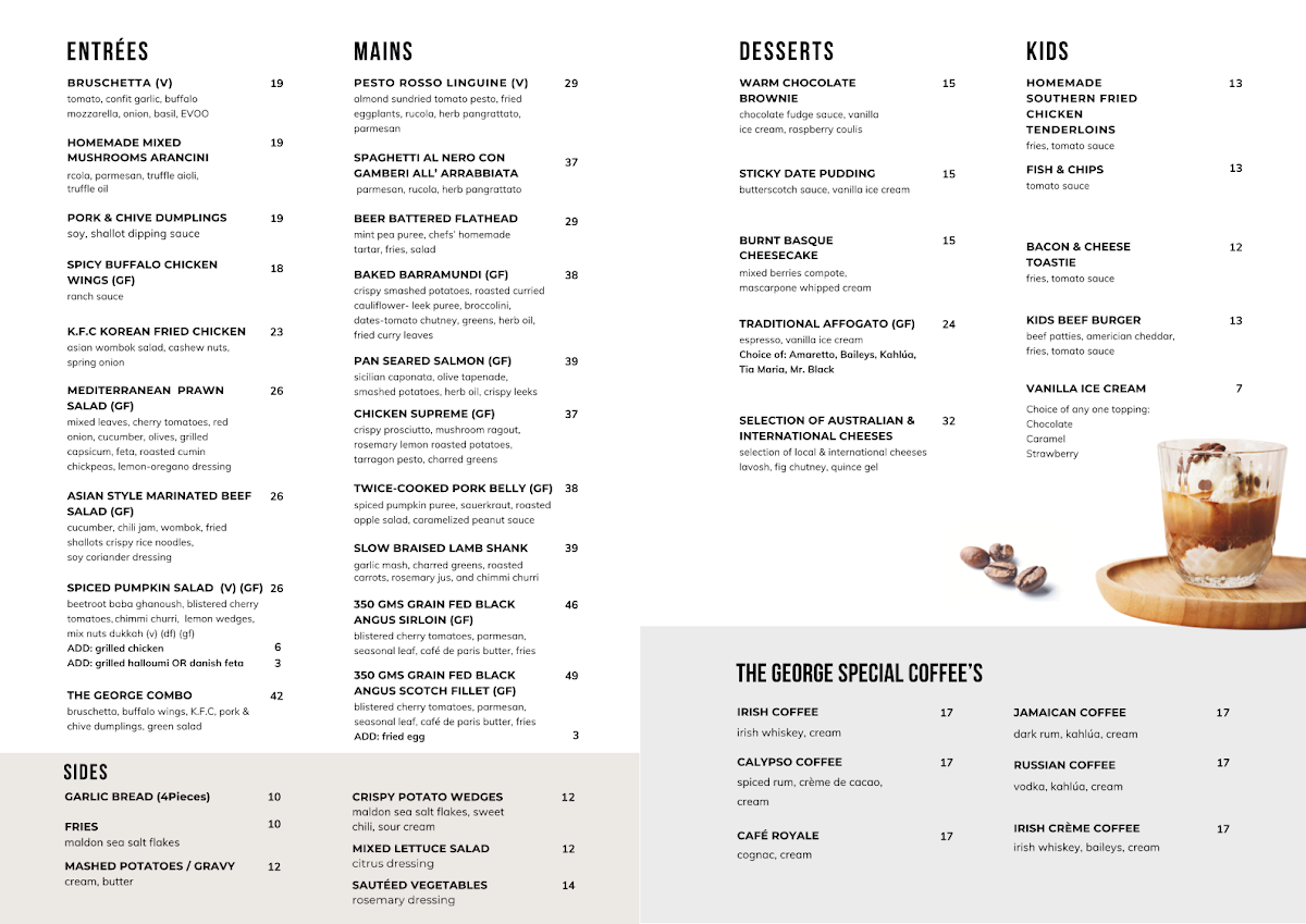 Menu, The George Hotel
