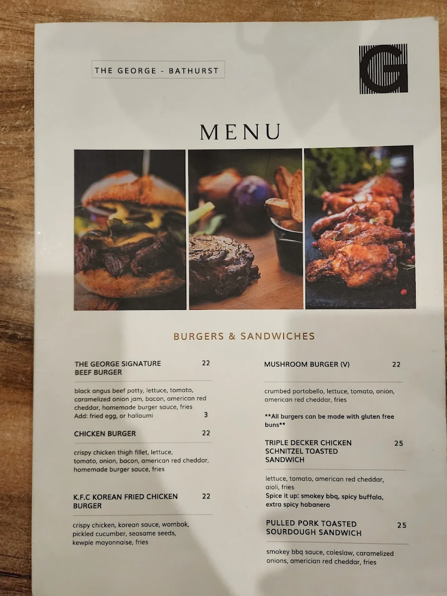 Menu, The George Hotel
