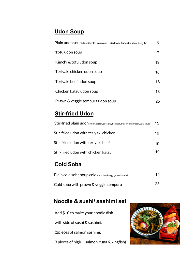 Menu, Sushi & Grill @ York Street