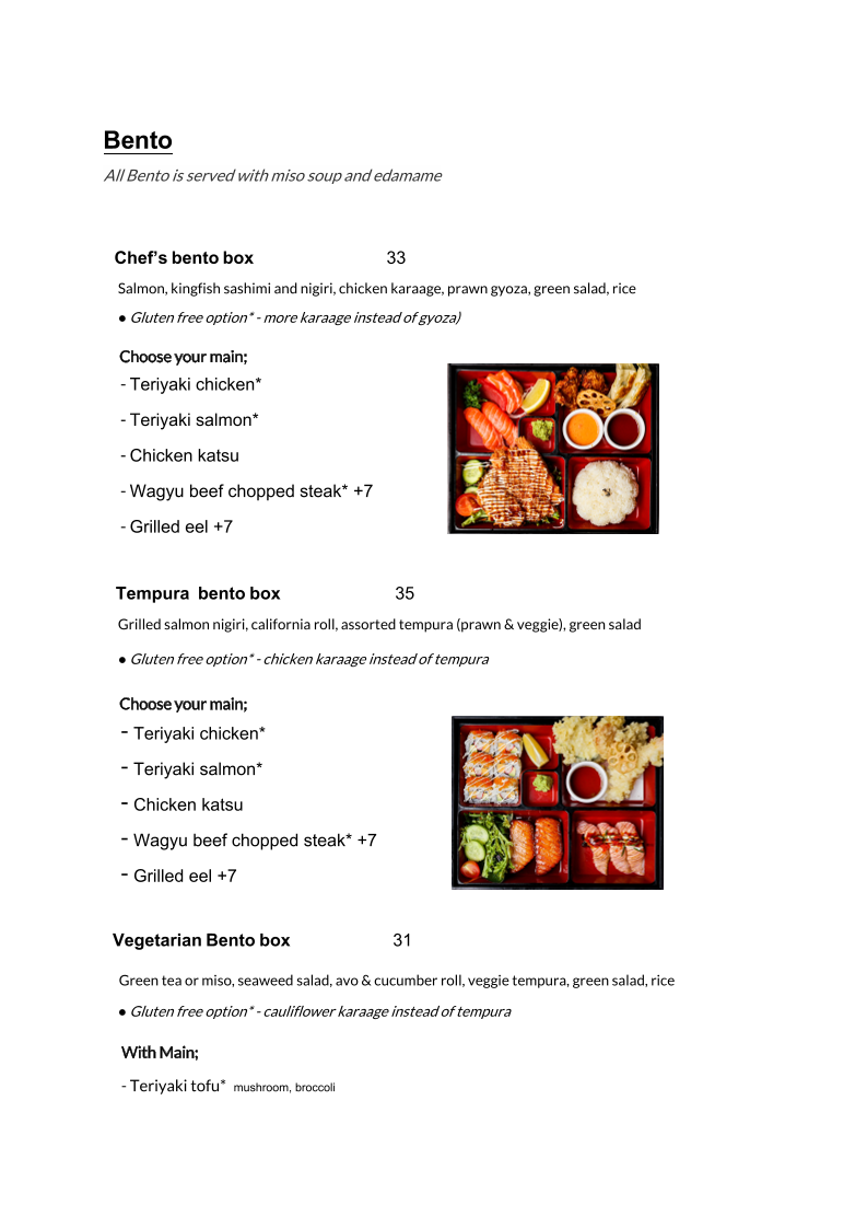 Menu, Sushi & Grill @ York Street
