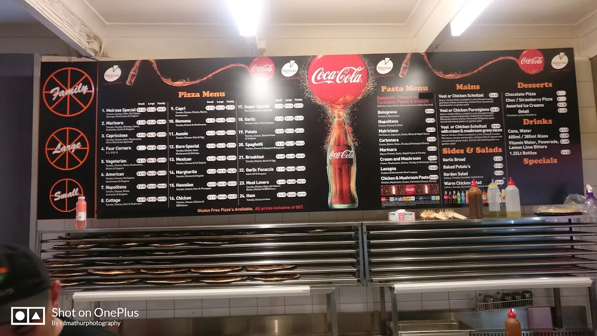 Menu, Melrose Pizza
