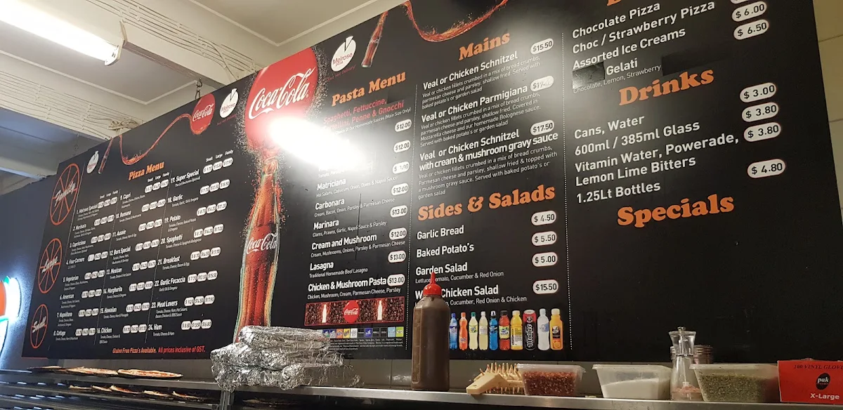 Menu, Melrose Pizza