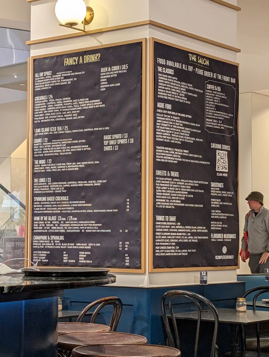 Menu, The Salon Champagne Bar & Eatery