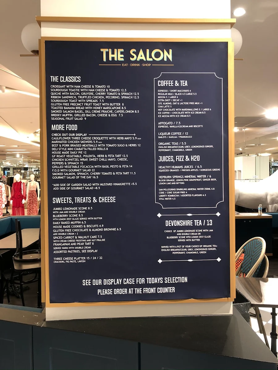 Menu, The Salon Champagne Bar & Eatery