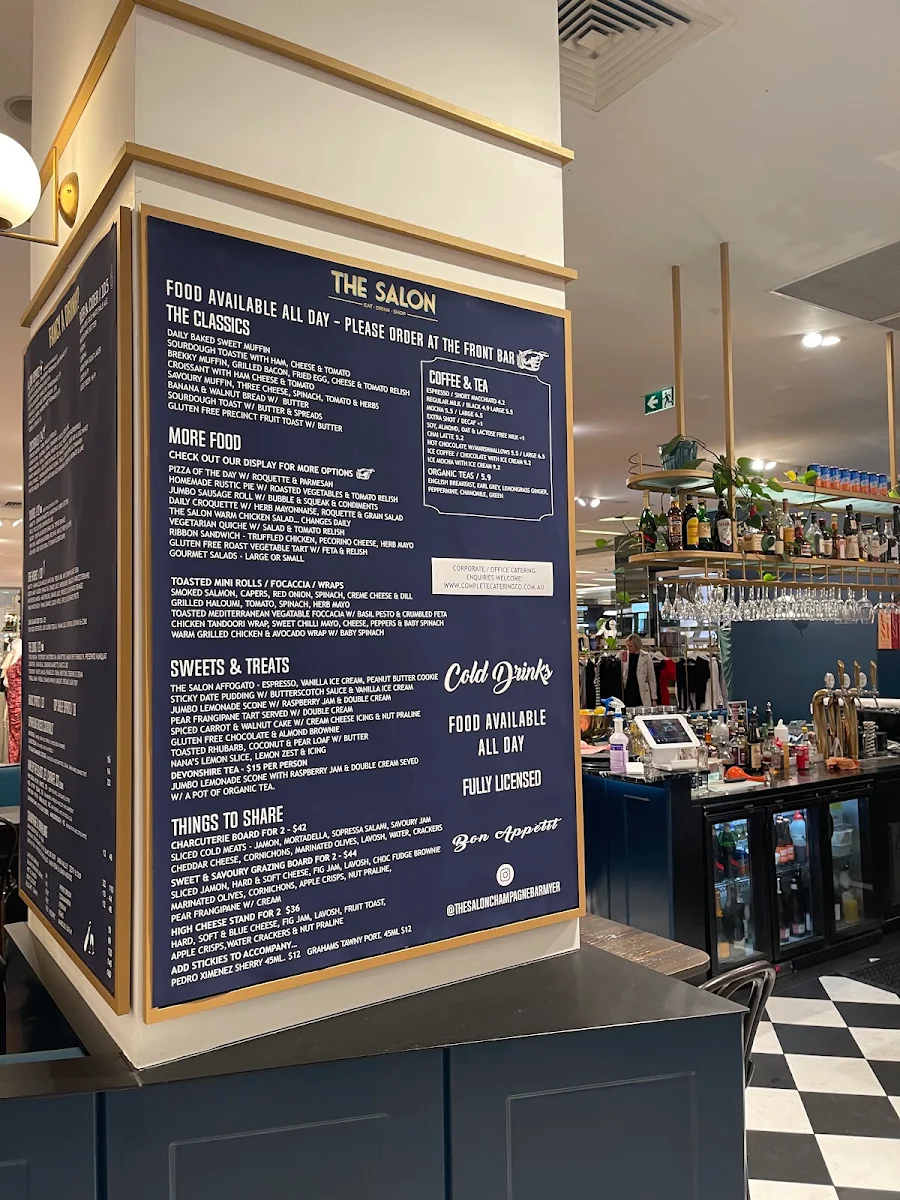 Menu, The Salon Champagne Bar & Eatery